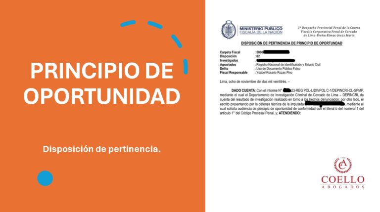 Compartimos disposición de Pertinencia de Principio de Oportunidad